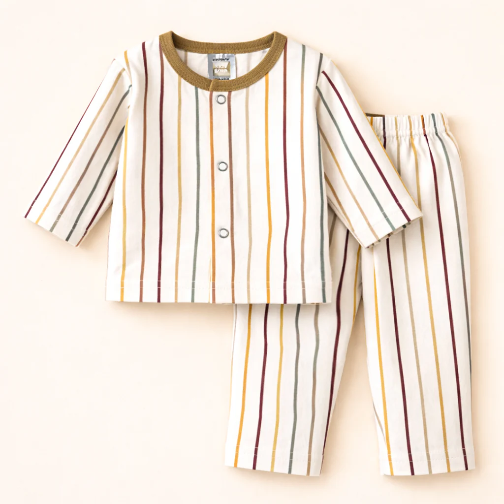Baby Soft Cotton Sleepsuit Set Stripes White - Sunshine