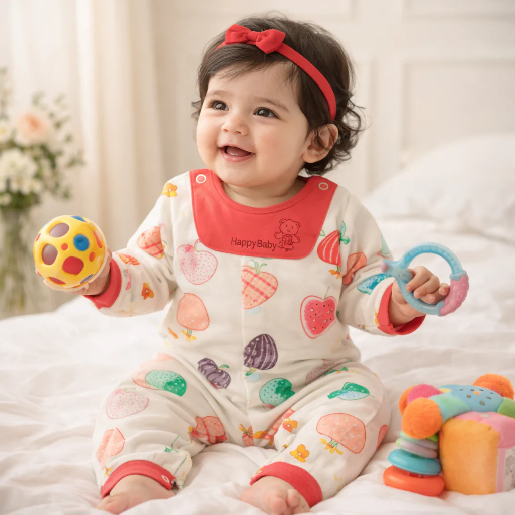 Baby Soft Full Body Romper Happy Baby Peach - Sunshine - Image 2