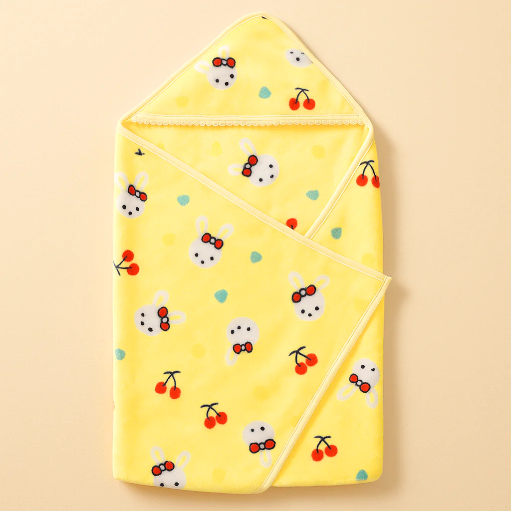 Baby Soft Hooded Fleece Blanket Bunny Yellow - Sunshine - Image 2