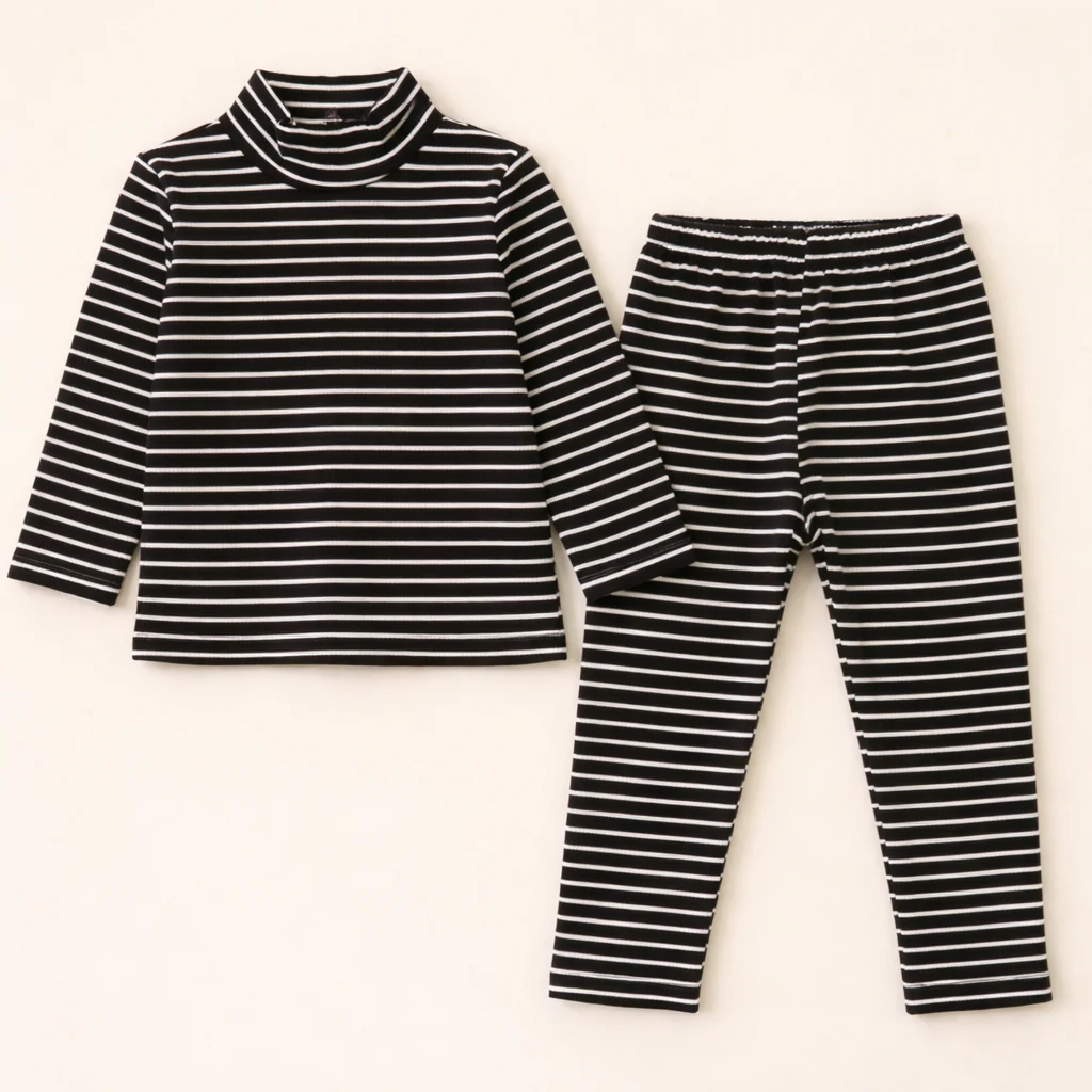 Baby Soft Warm Pajama Set Stripes Black & White - Sunshine