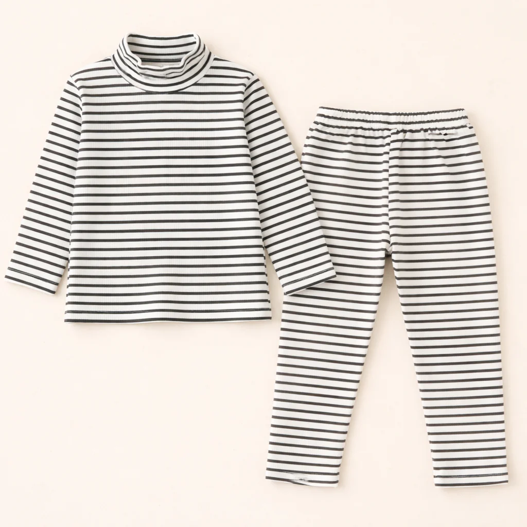Baby Soft Warm Pajama Set Stripes White & Black - Sunshine