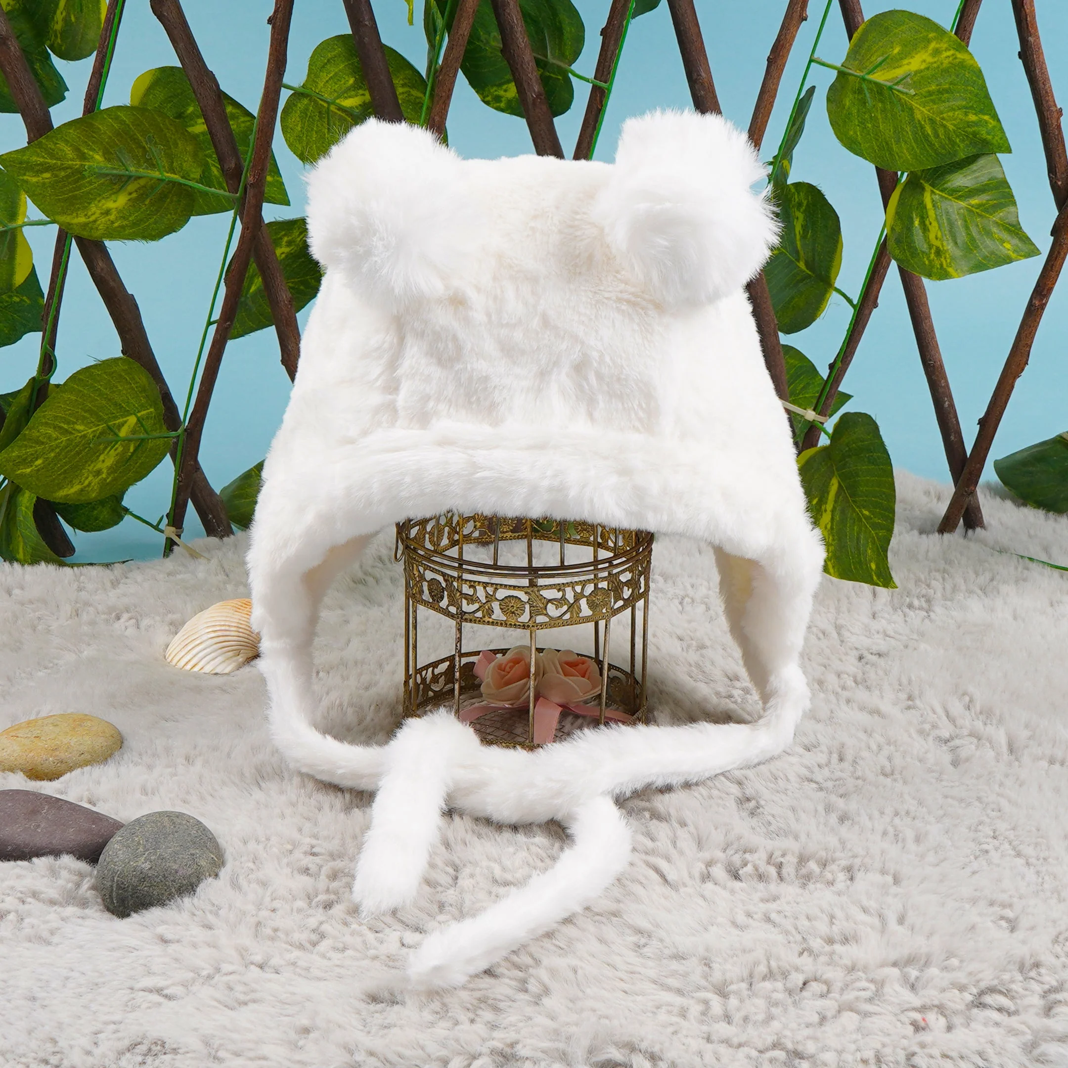 Baby Soft Woolen Cap Pom Pom White - Sunshine