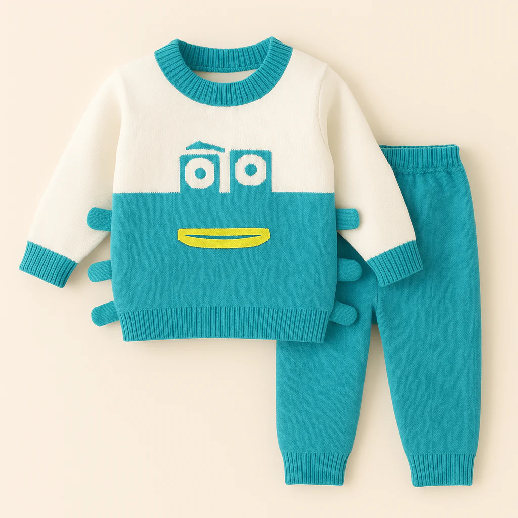 Baby Soft Woolen Pajama Set Crab Blue - Sunshine