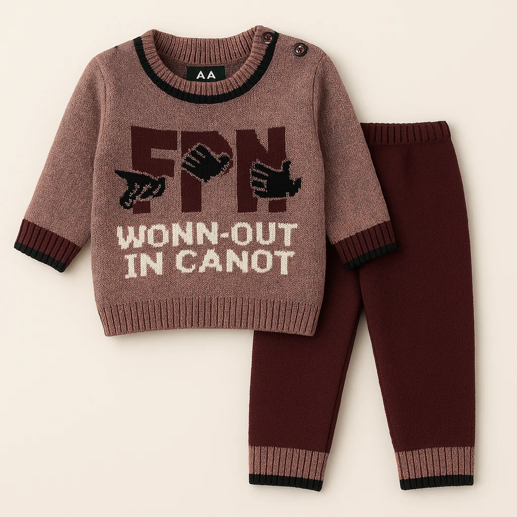 Baby Soft Woolen Pajama Set Wonn-Out Brown - Sunshine