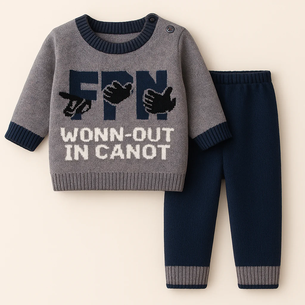 Baby Soft Woolen Pajama Set Wonn-Out Grey - Sunshine