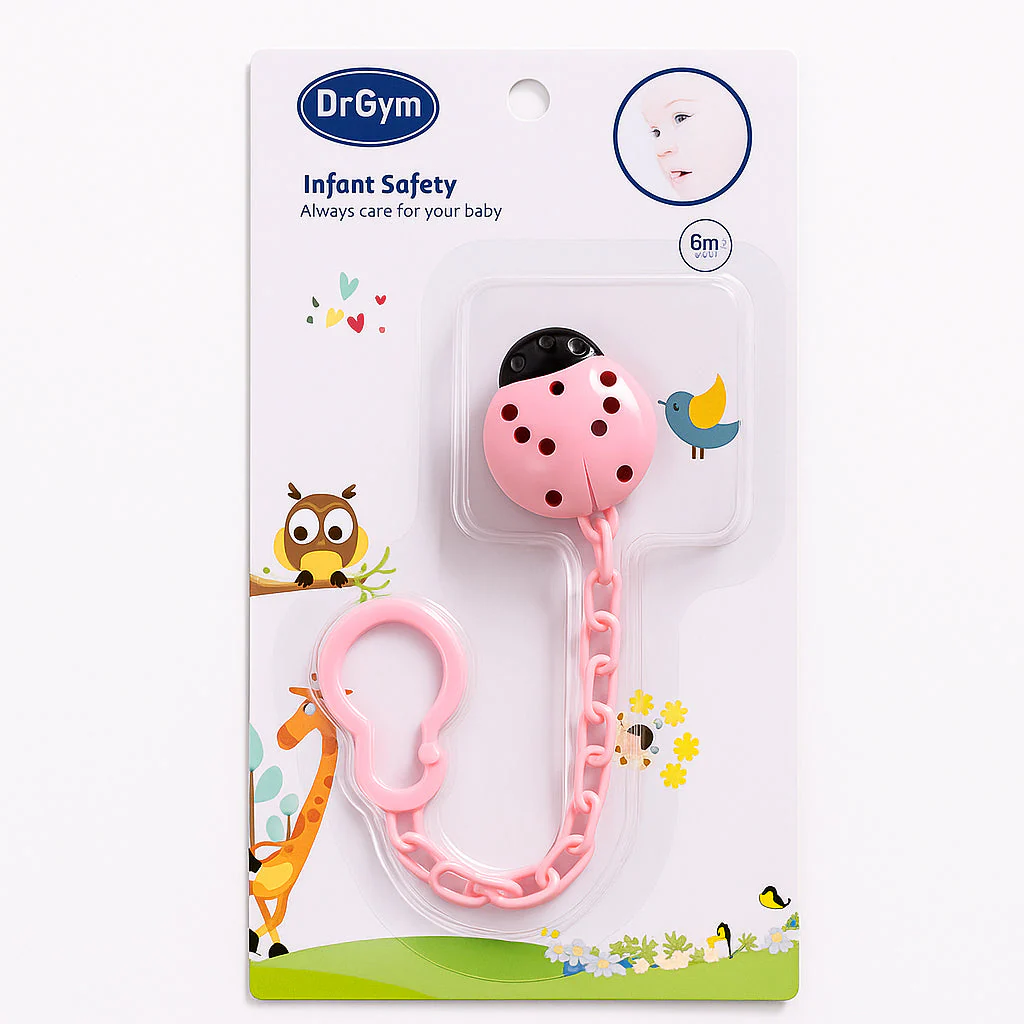 Baby Soother Chain Ladybird Pink - Sunshine