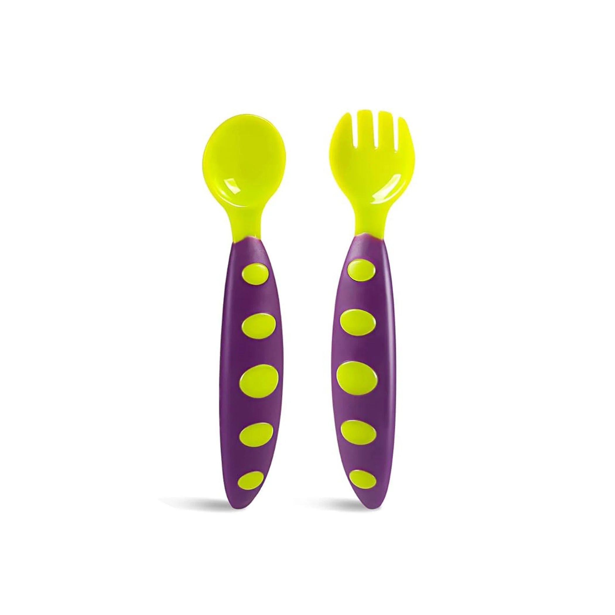 Baby Spoon & Fork Set Green & Purple - Sunshine