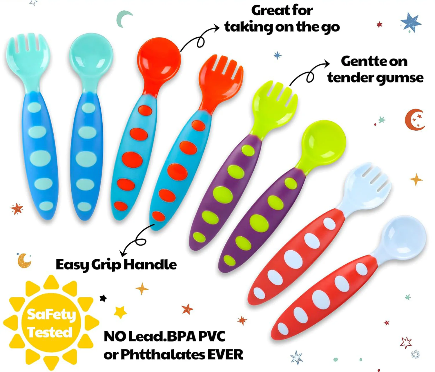 Baby Spoon & Fork Set Orange & Blue - Sunshine - Image 2