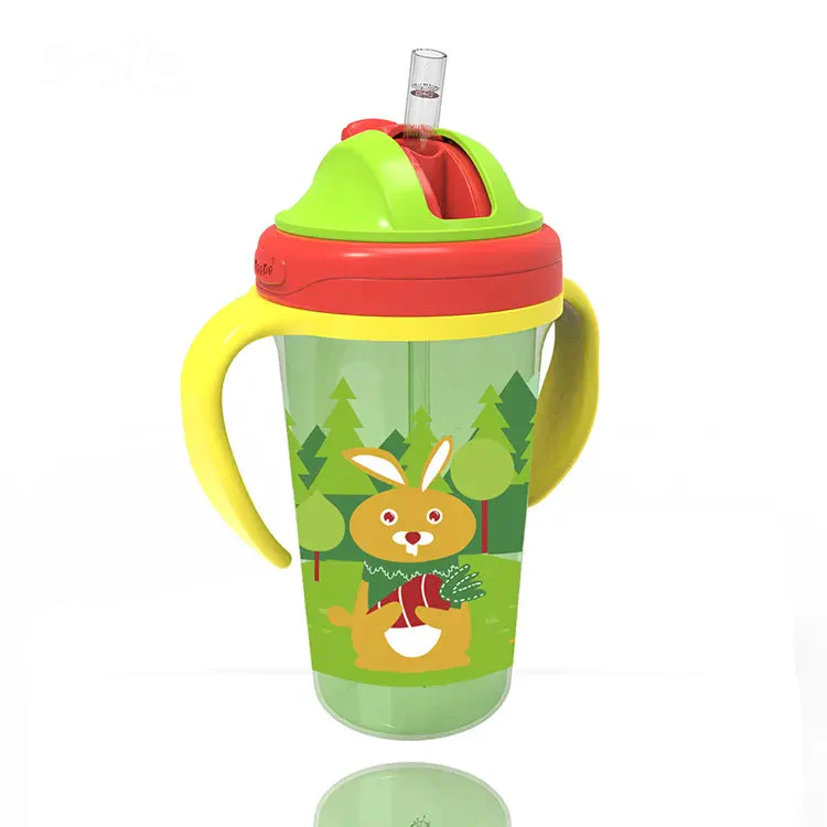 Baby Straw Water Bottle Rabbit Green 600Ml - Sunshine