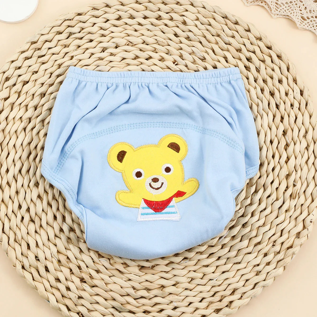 Baby Stretchable Reusable Nappy Printed Bear Blue - Sunshine