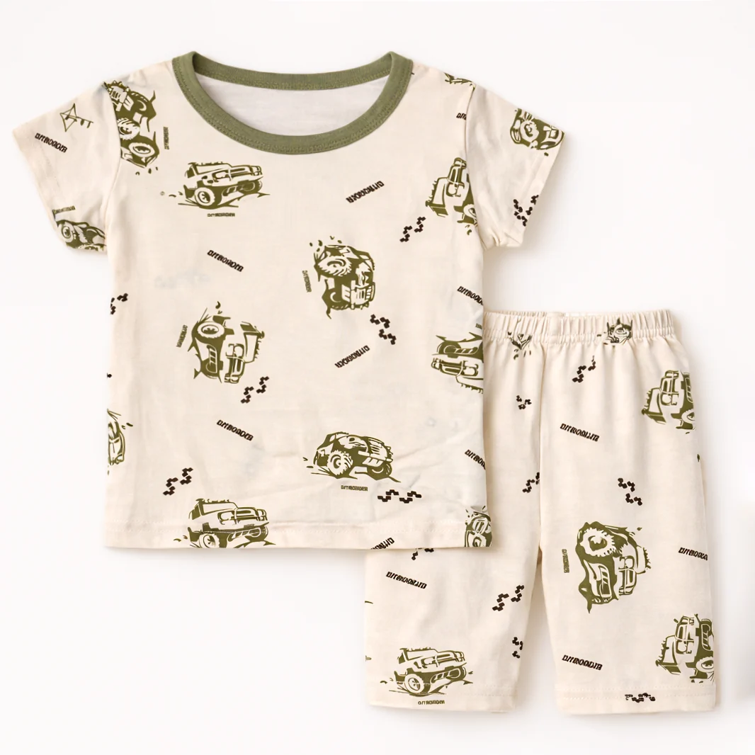 Baby T-Shirt & Short Set Truck Beige - Sunshine