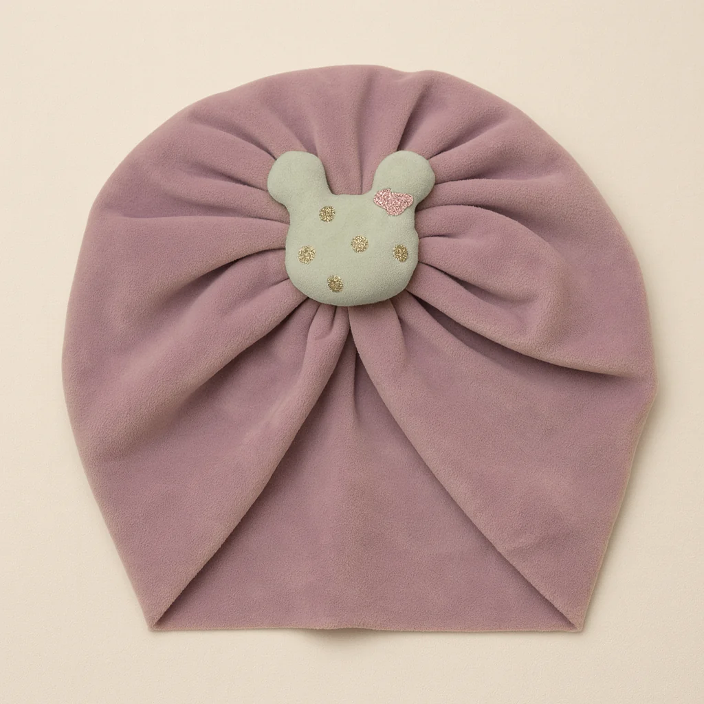 Baby Turban Cap Bow Mickey Purple - Sunshine