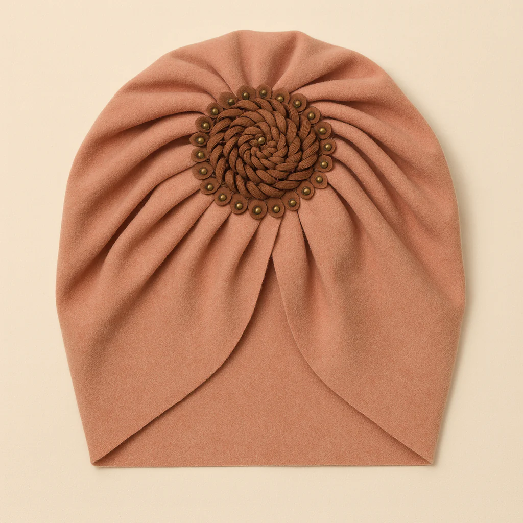 Baby Turban Cap Bow Rose Peach - Sunshine