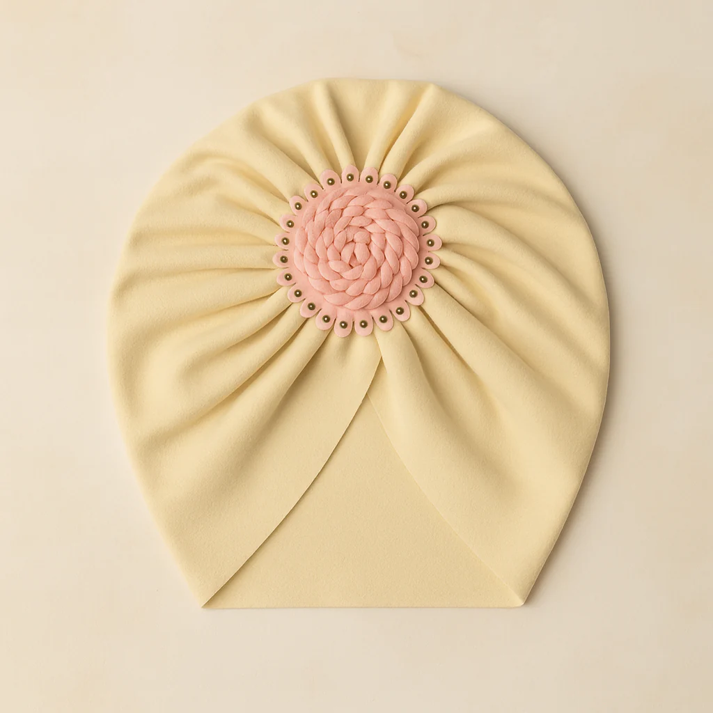 Baby Turban Cap Bow Rose Yellow - Sunshine