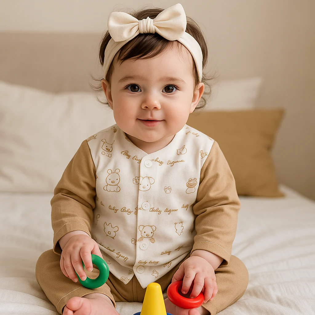 Baby Velvet Sleepsuit Animals Beige - Sunshine - Image 2
