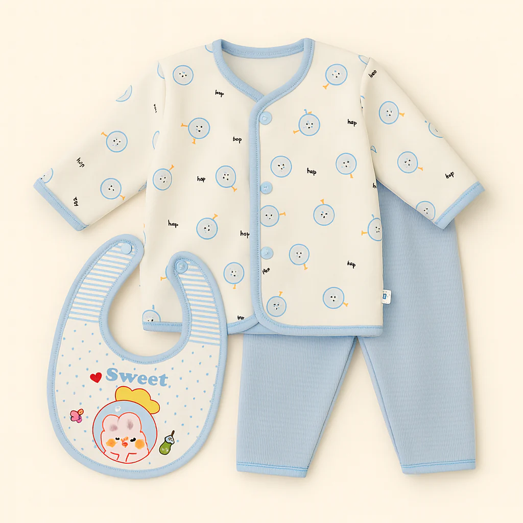 Baby Warm 3Pcs Pajama Set Sweet Blue - Sunshine