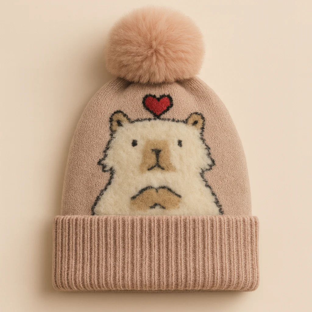 Baby Warm Fleece Cap Kitty Peach - Sunshine