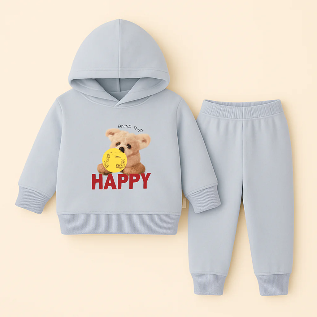 Baby Warm Hooded Pajama Set Bear Grey - Oolaa