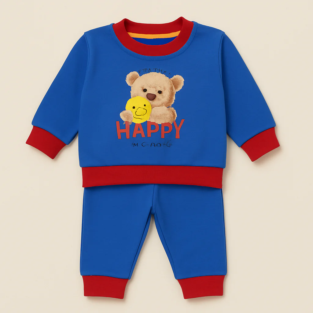 Baby Warm Pajama Set Bear Blue - Oolaa