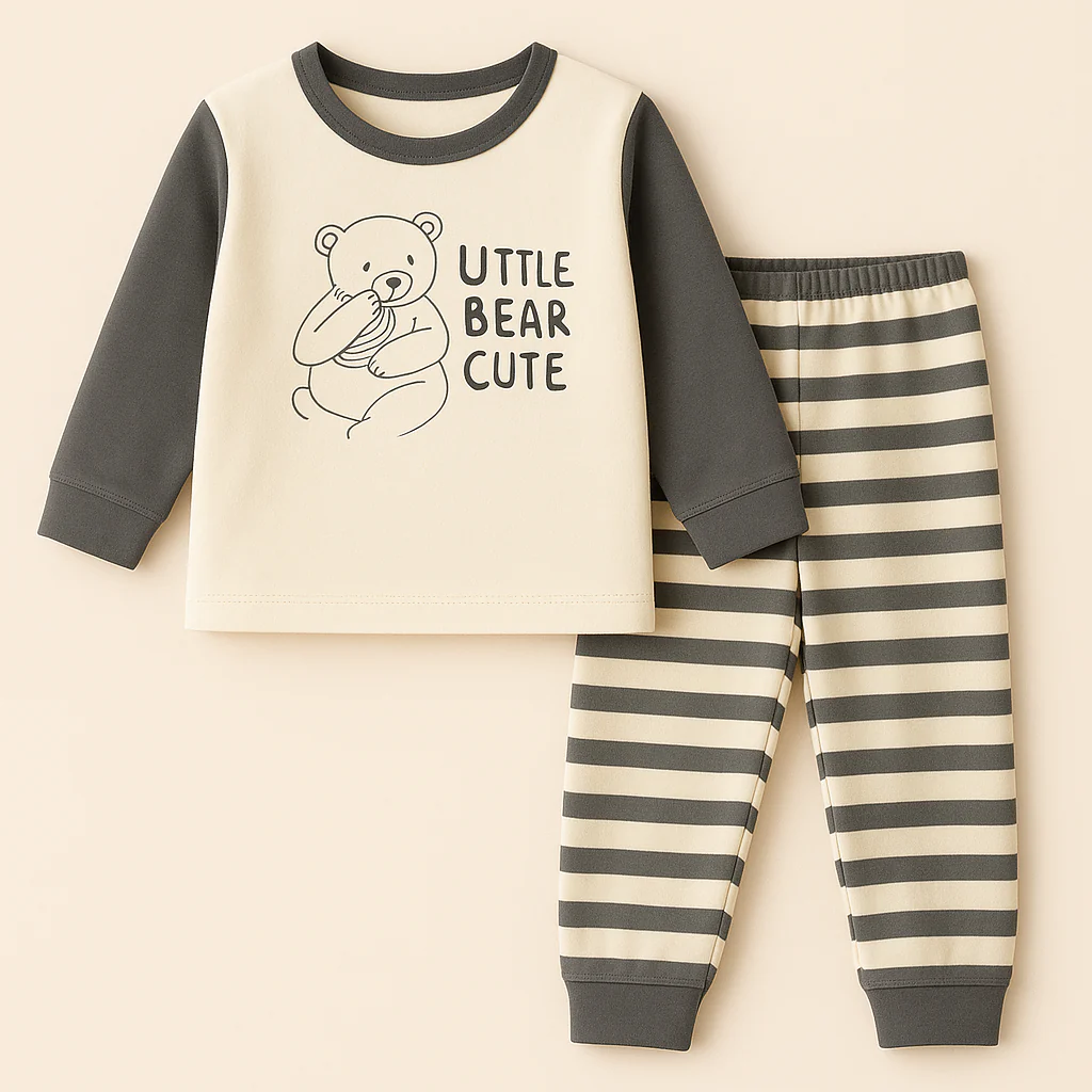 Baby Warm Pajama Set Bear Grey - Sunshine