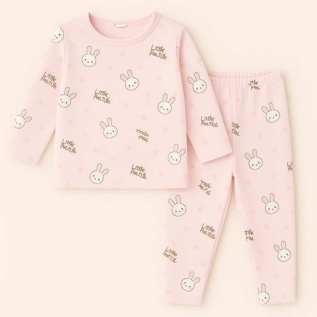Baby Warm Pajama Set Bunny Pink - Sunshine