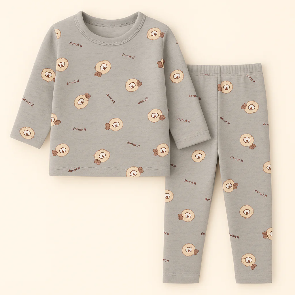 Baby Warm Pajama Set Donut Grey - Sunshine