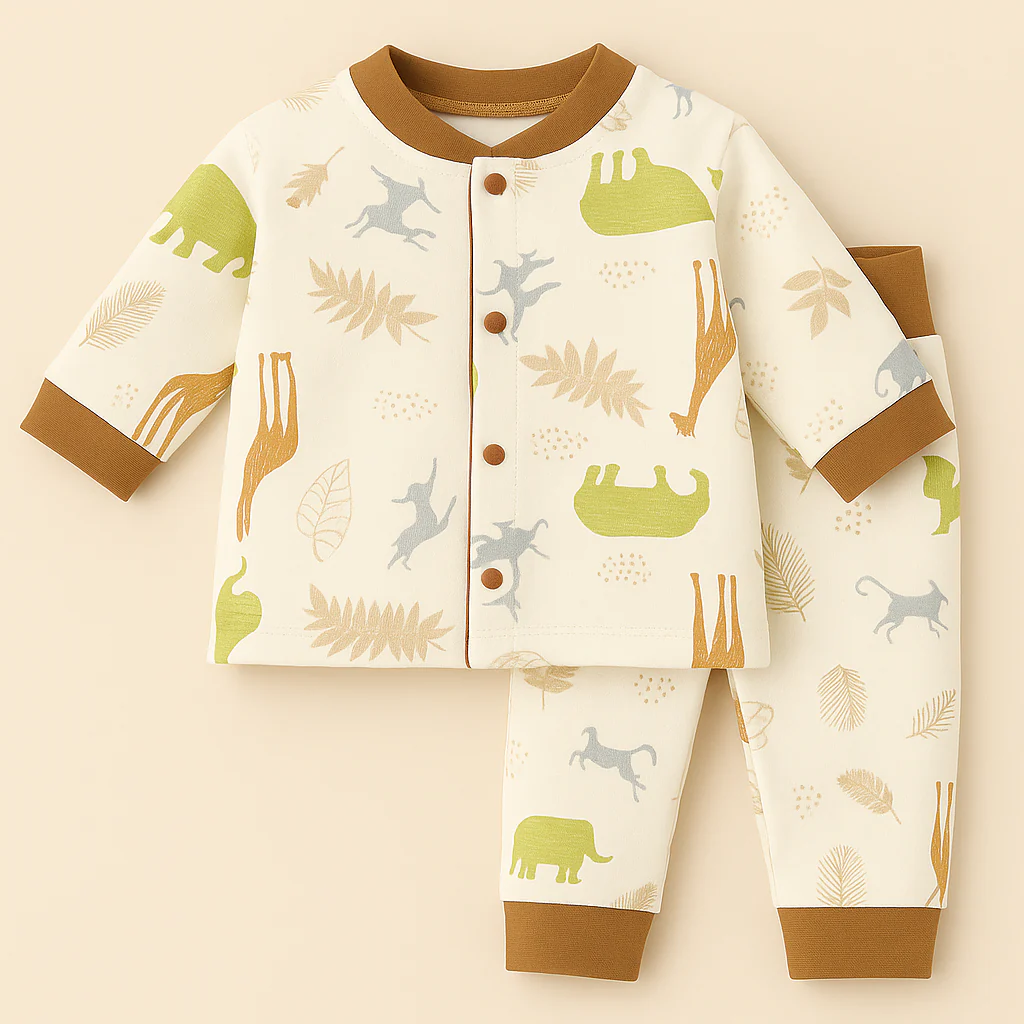 Baby Warm Pajama Set Giraffe White - Sunshine