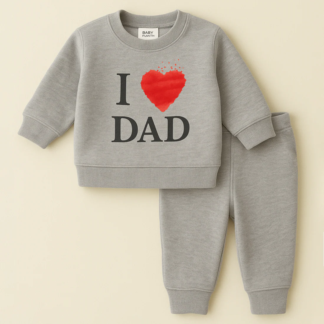 Baby Warm Pajama Set Love Dad Grey - Oolaa