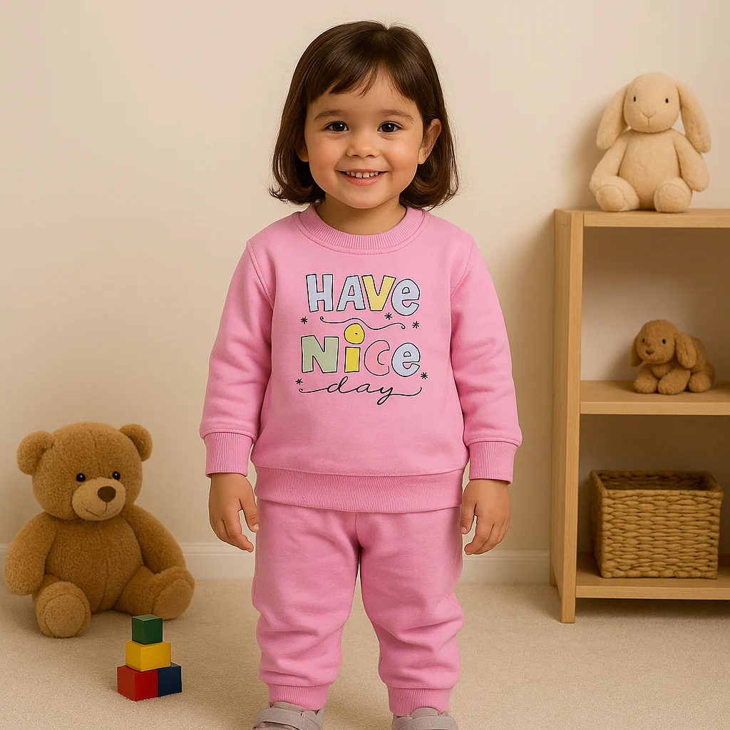Baby Warm Pajama Set Nice Day Pink - Oolaa - Image 2