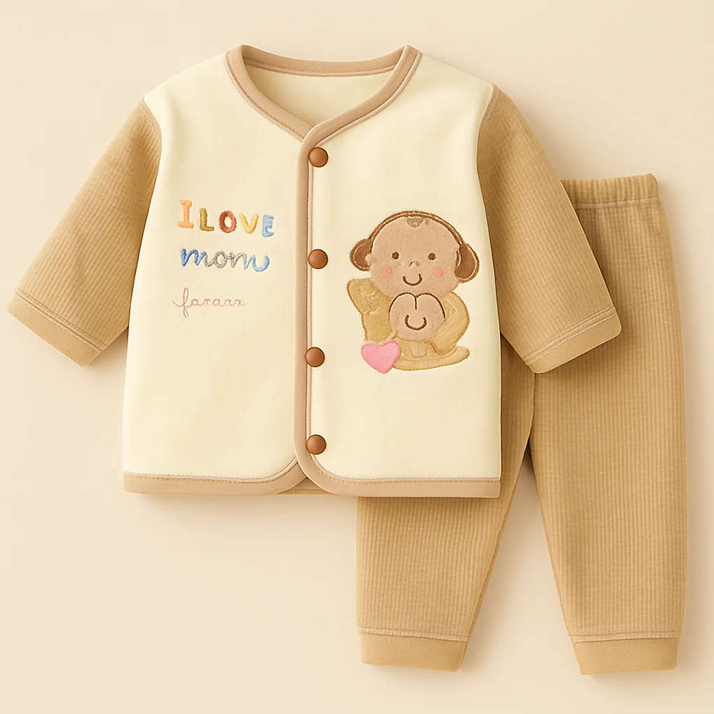 Baby Warm Pajama Set Penguin Brown - Sunshine