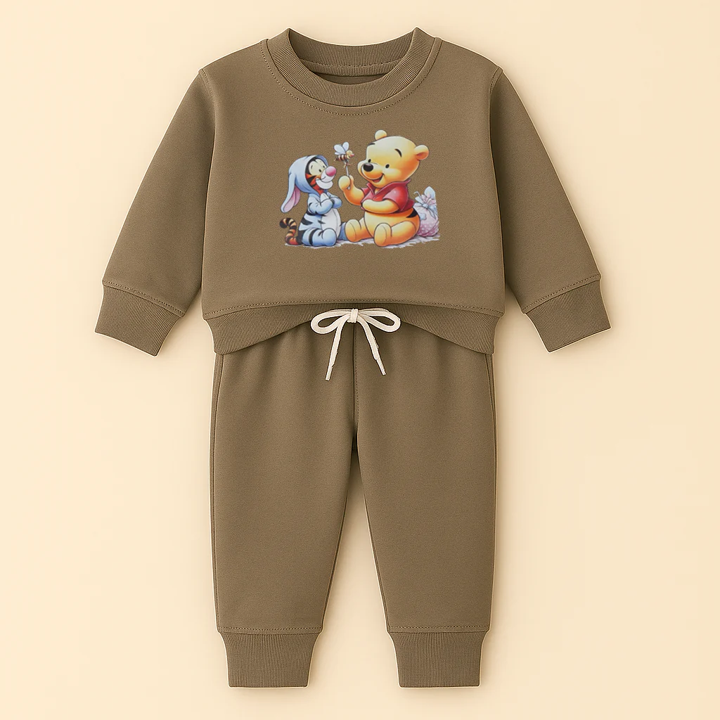 Baby Warm Pajama Set Pooh Dark Beige - Oolaa