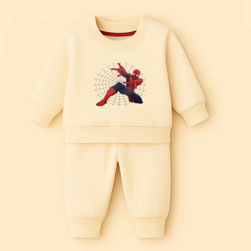 Baby Warm Pajama Set Spider-Man Light Yellow - Oolaa