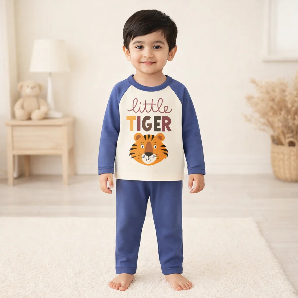 Baby Warm Pajama Set Tiger Blue - Sunshine - Image 2