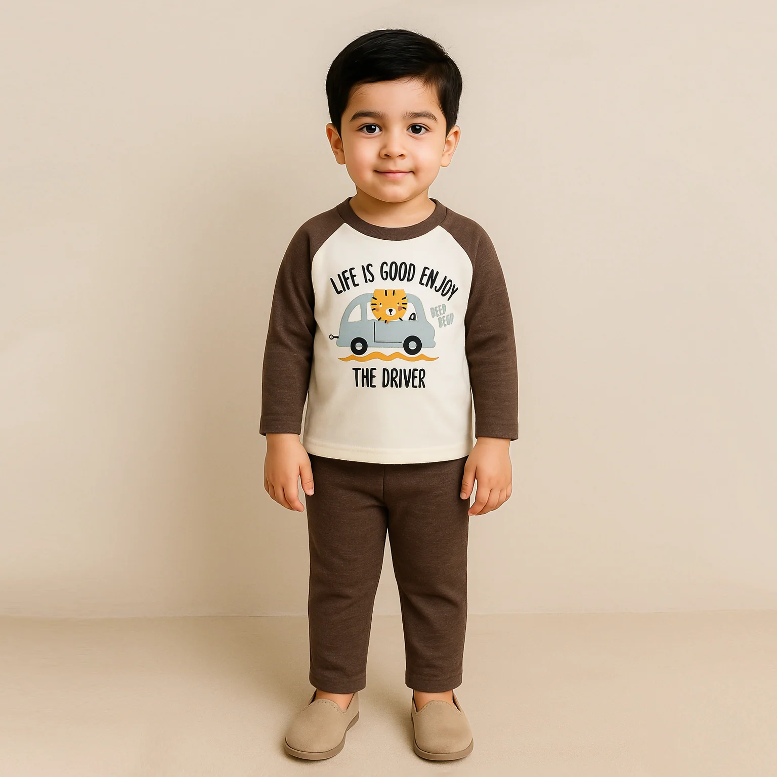 Baby Warm Pajama Set Tiger Brown - Sunshine - Image 2