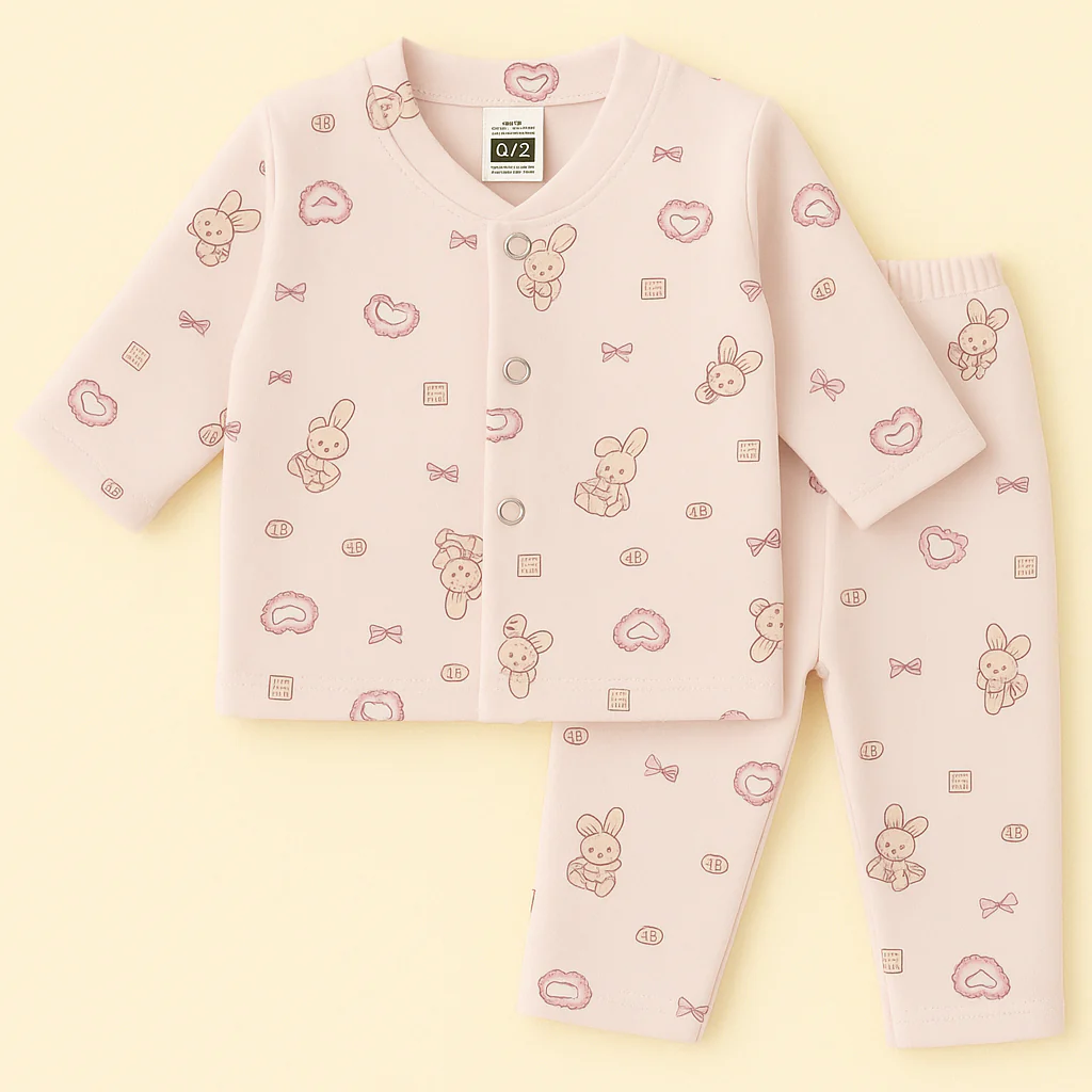 Baby Warm Sleepsuit Bunny Pink - Sunshine