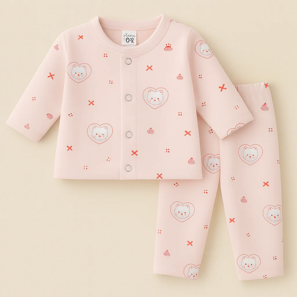 Baby Warm Sleepsuit Kitty Pink - Sunshine