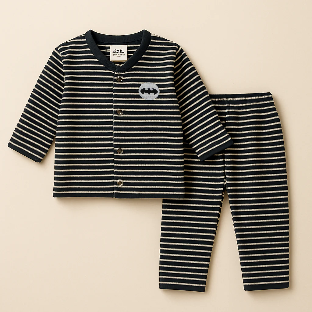 Baby Warm Sleepsuit Stripes Batman Black - Sunshine