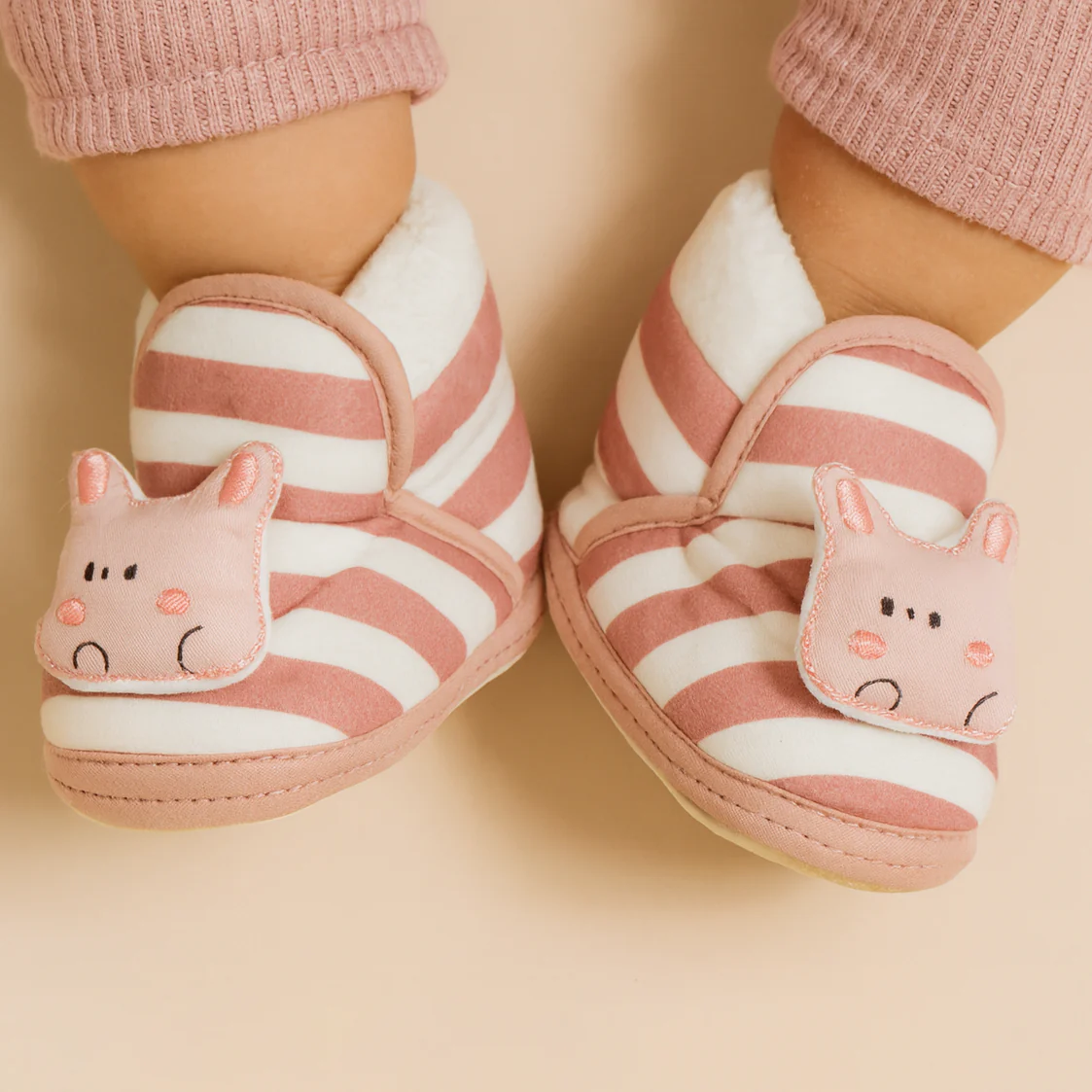 Baby Warm Soft Booties Bunny Pink - Sunshine
