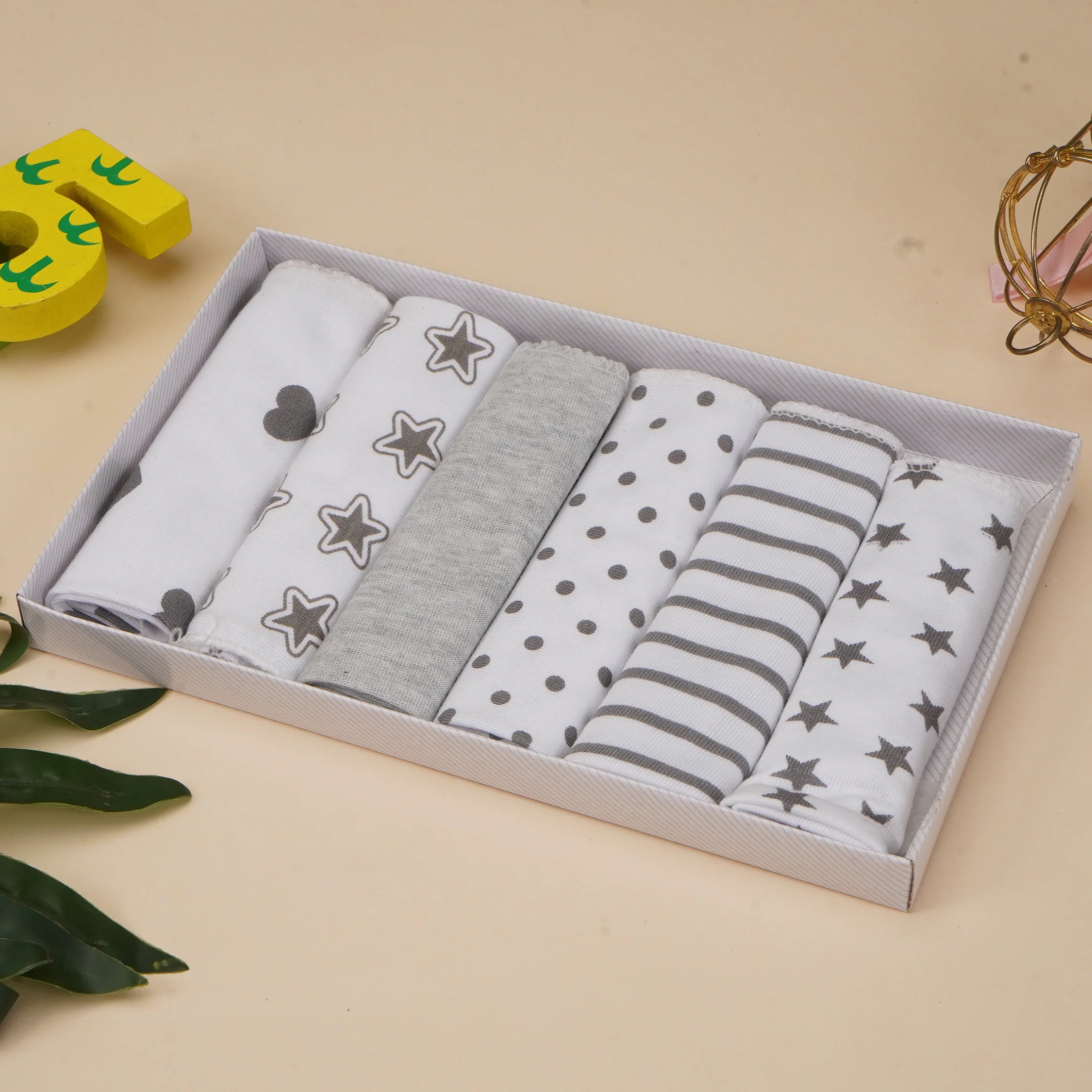 6Pcs Baby Washcloths Grey - Sunshine - Image 2