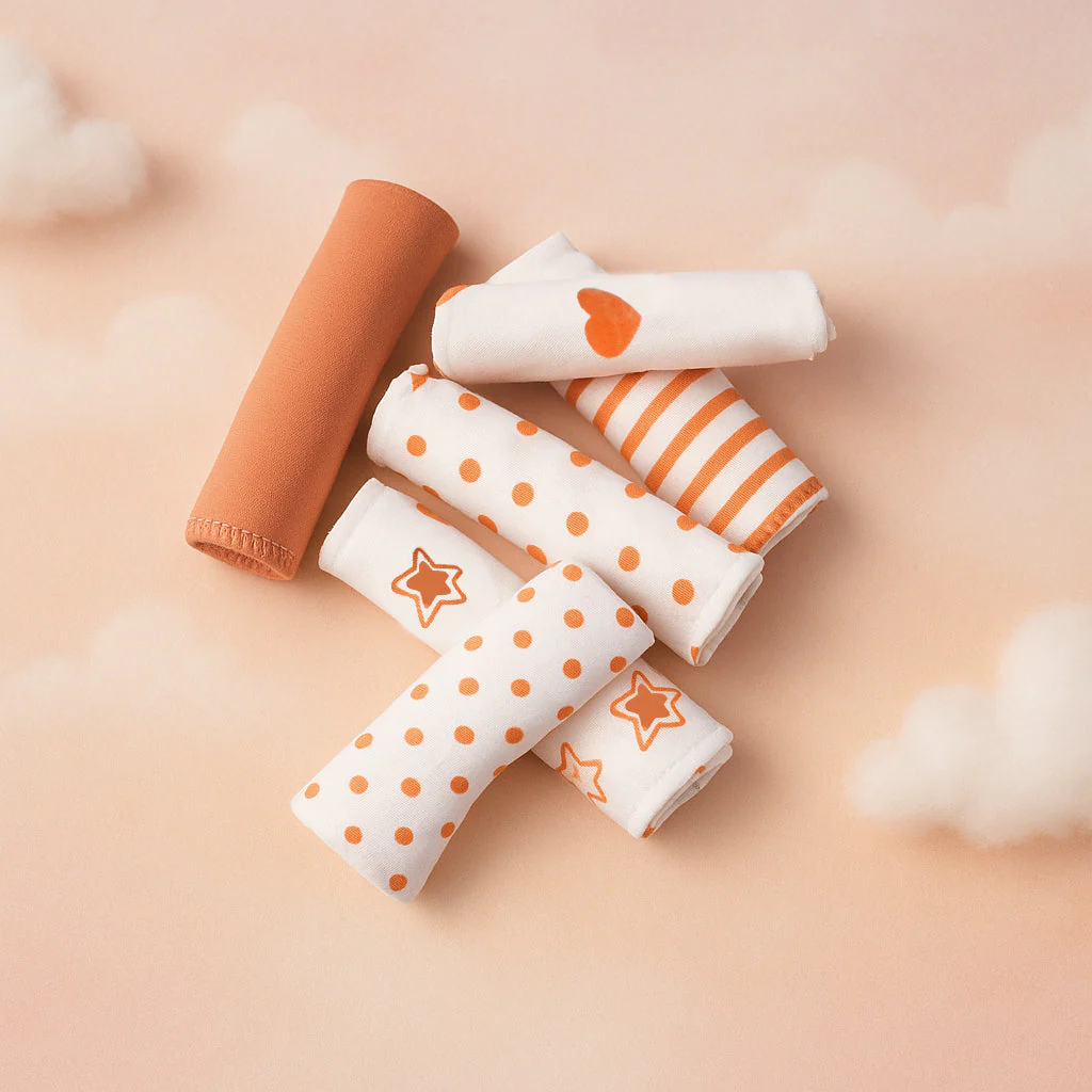 Baby Washcloths 6Pcs Orange - Sunshine