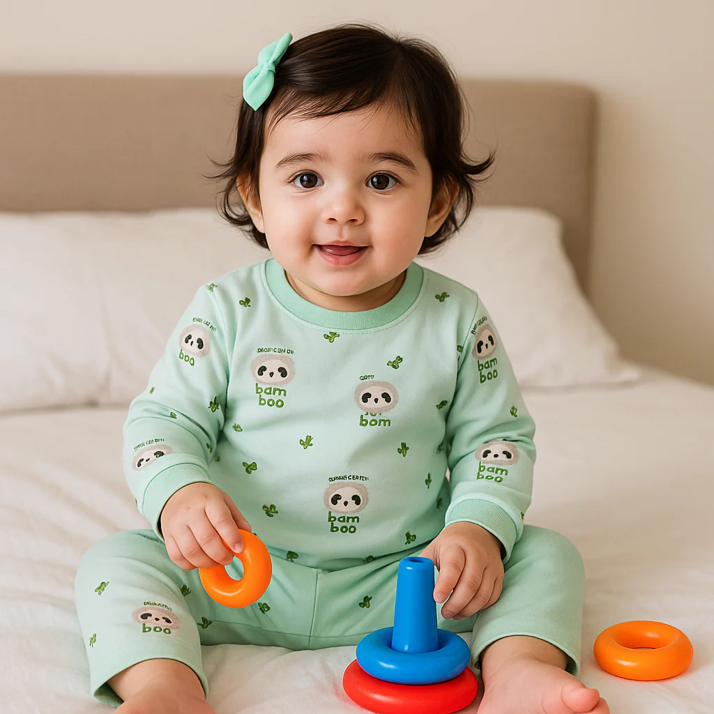 Baby Winter Pajama Set Cute Panda Green - Sunshine - Image 2