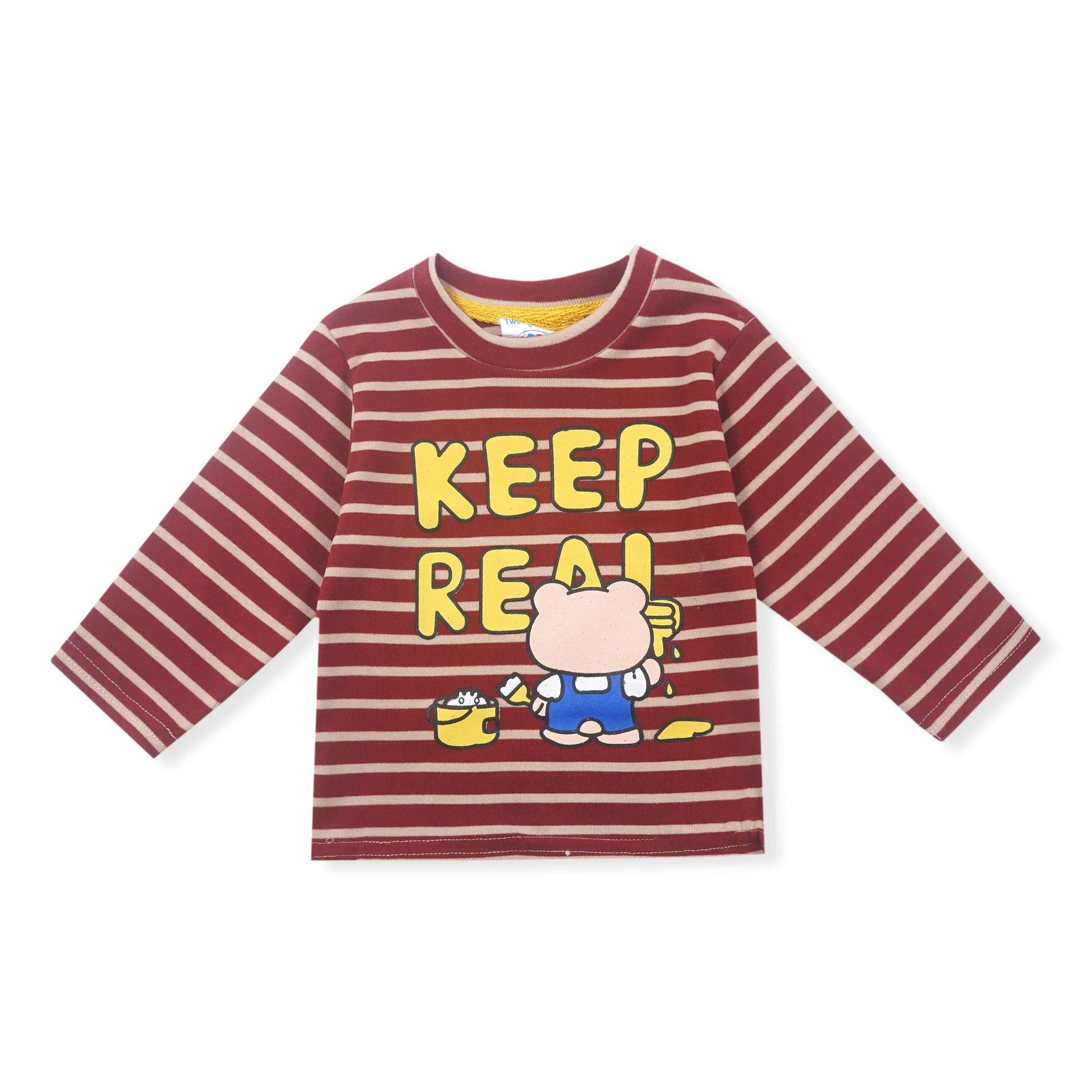 Baby Winter Pajama Set Keep Real Stripes Maroon - Sunshine - Image 4