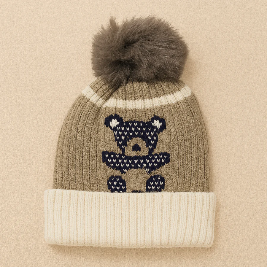 Baby Woolen Cap Bear Brown - Sunshine