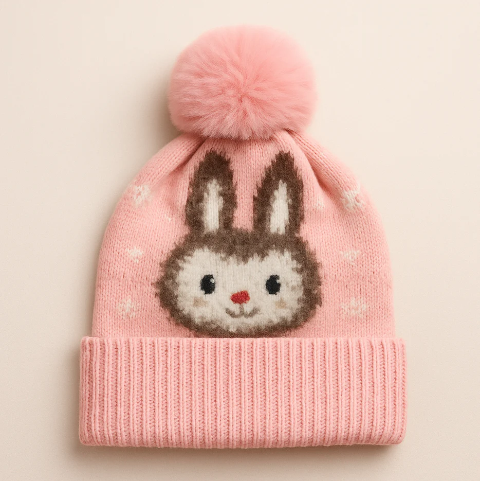 Baby Woolen Cap Bunny Pink - Sunshine