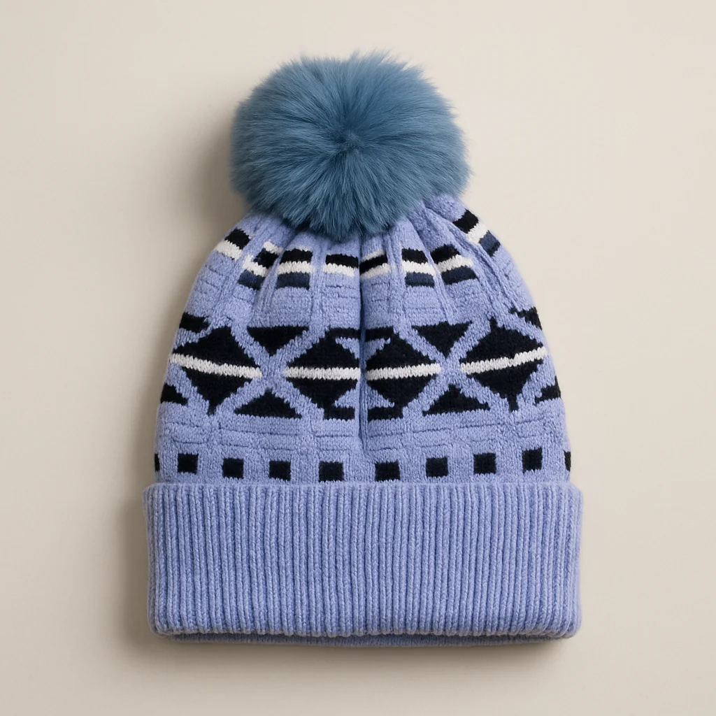 Baby Woolen Cap Pattern Blue - Sunshine