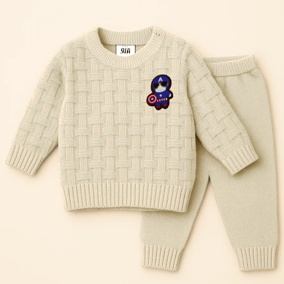 Baby Woolen Pajama Set Captain America Beige - Sunshine