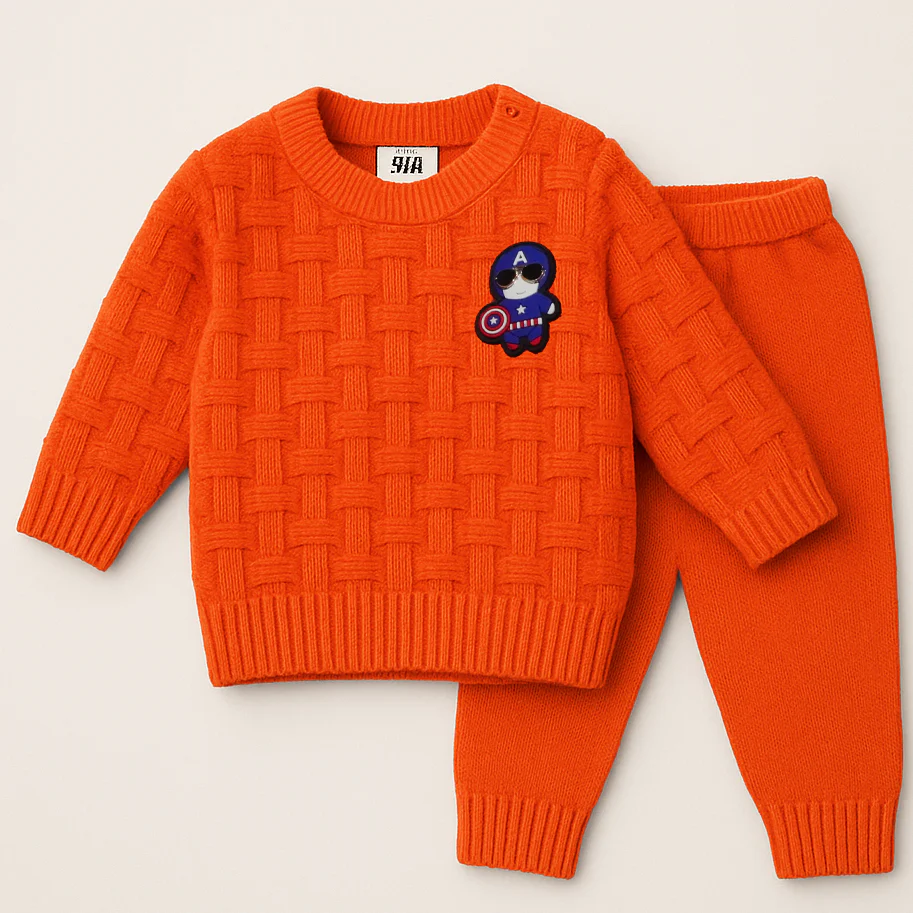 Baby Woolen Pajama Set Captain America Orange - Sunshine
