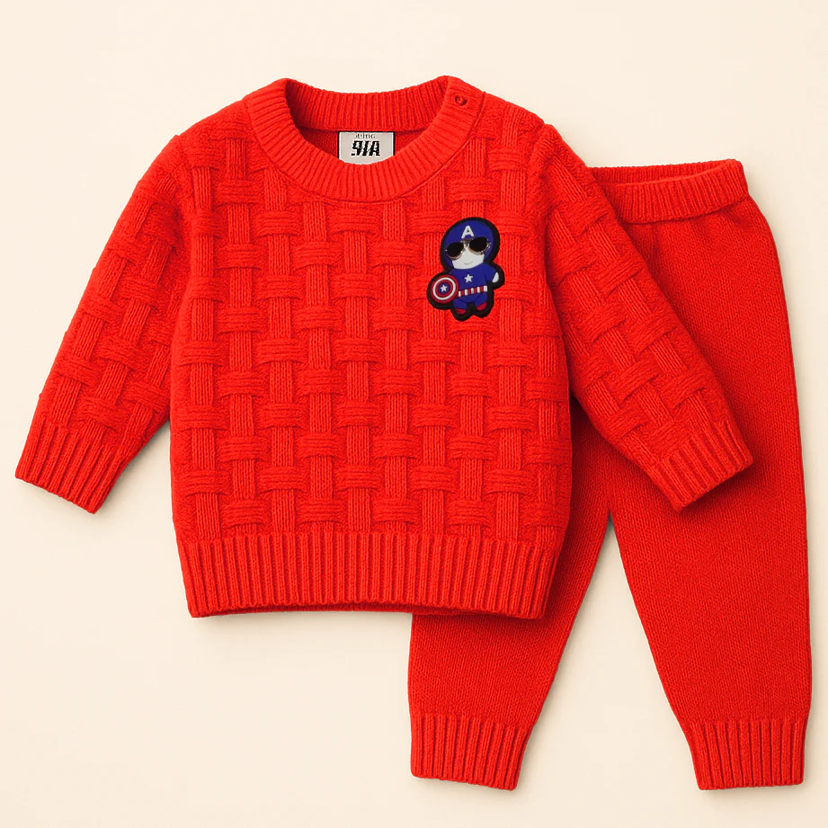Baby Woolen Pajama Set Captain America Red - Sunshine