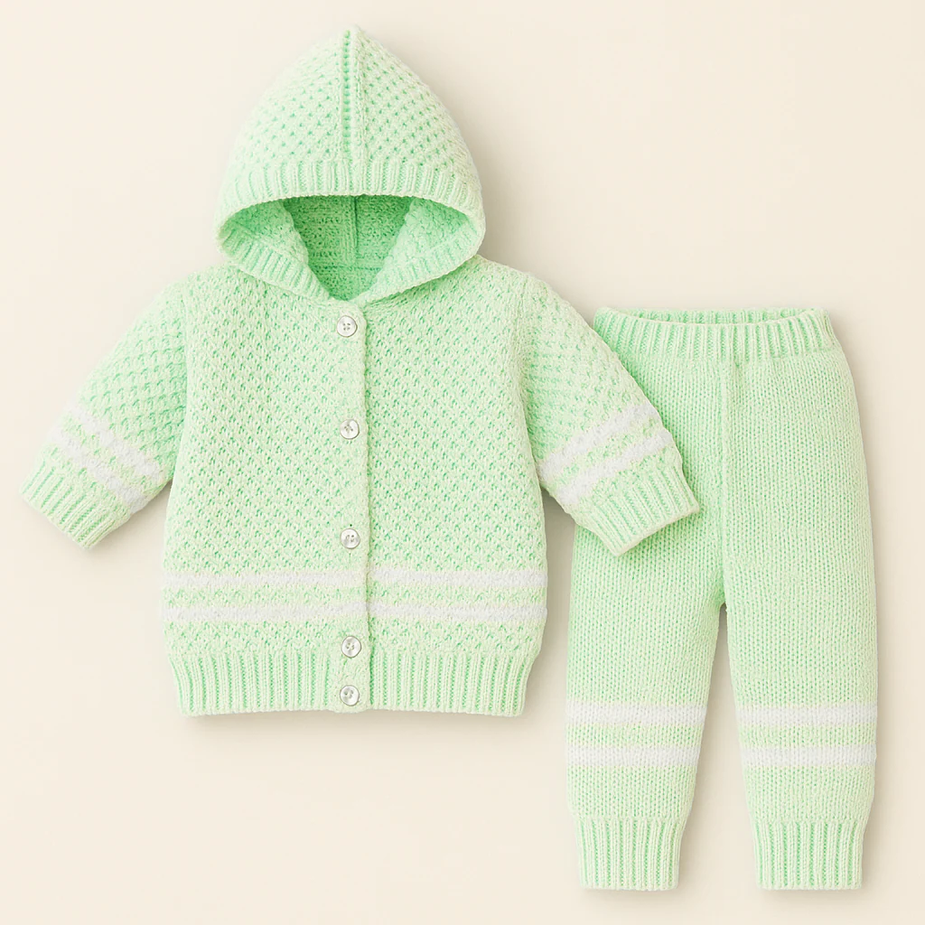 Baby Woolen Pajama Set Green - Sunshine