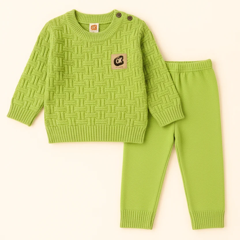 Baby Woolen Pajama Set Green - Sunshine